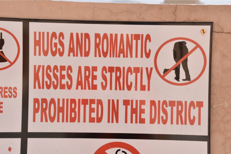 Sign Prohibiting Public Displays of Affection